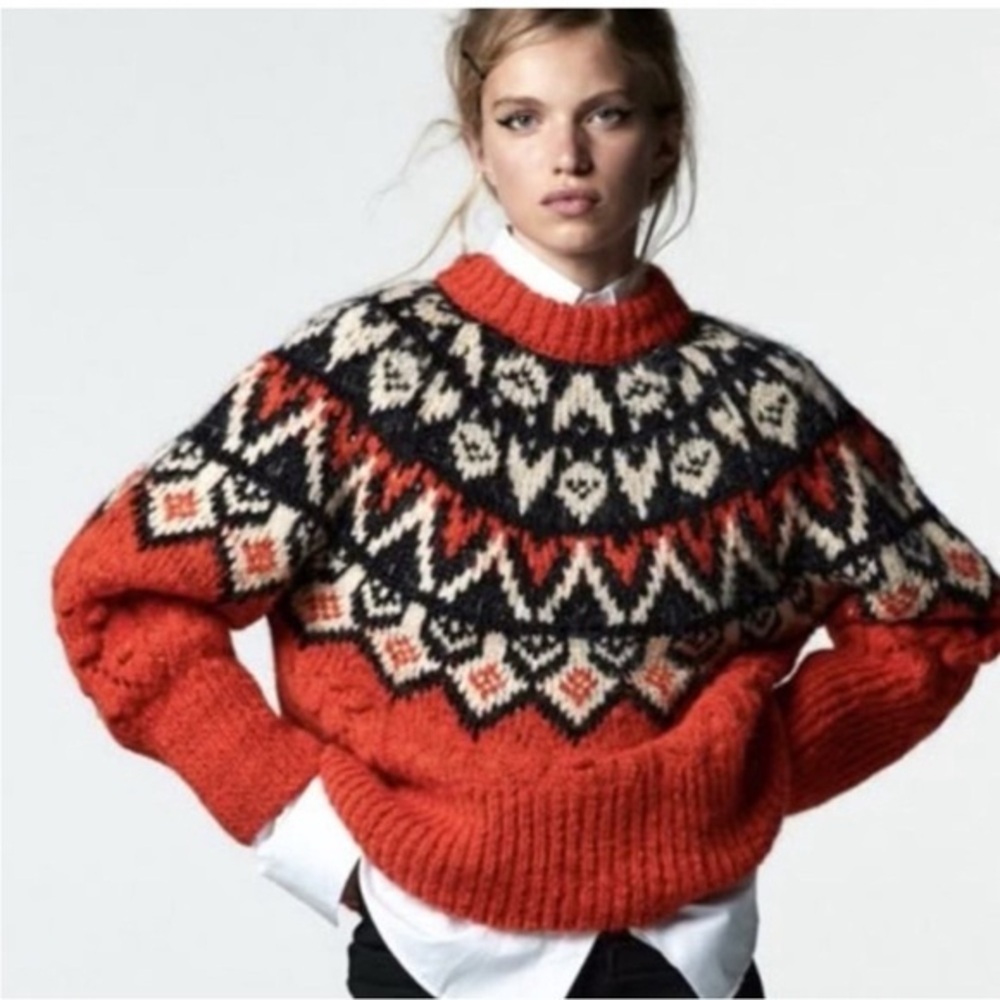 Industry Fair Isle Crewneck knit long sleeve sweater
